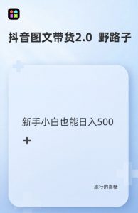 抖音图文带货野路子2.0玩法,暴力起号,单日收益多张,小白也可轻松上手【揭秘】-资源云