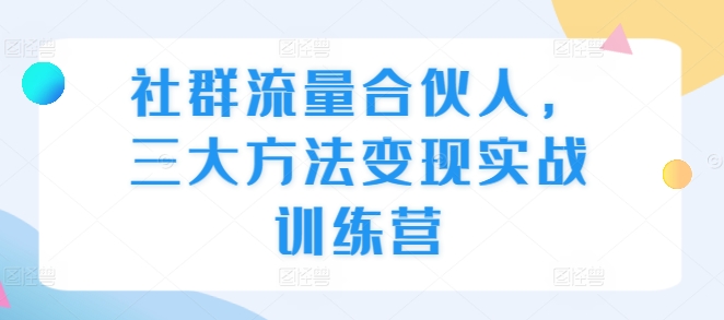 社群流量合伙人，三大方法变现实战训练营-资源云