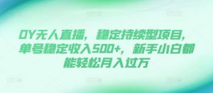 DY无人直播，稳定持续型项目，单号稳定收入500+，新手小白都能轻松月入过万【揭秘】-资源云