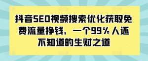 抖音SEO视频搜索优化获取免费流量挣钱,一个99%人还不知道的生财之道-资源云