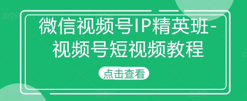微信视频号IP精英班-视频号短视频教程-资源云