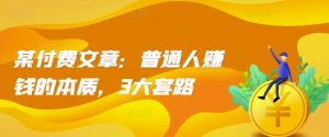 某付费文章:普通人赚钱的本质,3大套路-资源云