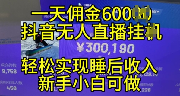 2024年11月抖音无人直播带货挂JI，小白的梦想之路，全天24小时收益不间断实现真正管道收益【揭秘】-资源云