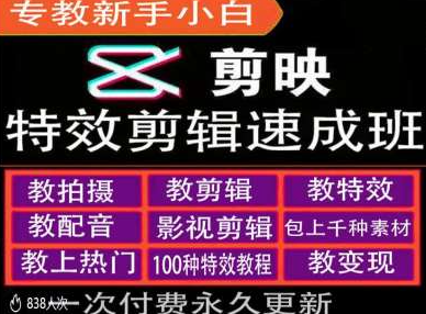 剪映特效教程和运营变现教程，特效剪辑速成班，专教新手小白-资源云
