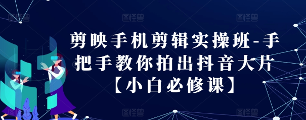 剪映手机剪辑实操班-手把手教你拍出抖音大片【小白必修课】-资源云