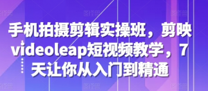 手机拍摄剪辑实操班,剪映videoleap短视频教学,7天让你从入门到精通-资源云