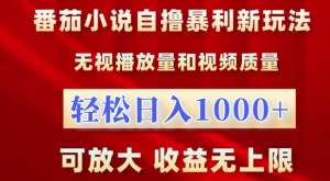 番茄小说自撸暴利新玩法，无视播放量，轻松日入1k，可放大，收益无上限【揭秘】-资源云