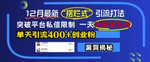 12月最新“摆烂式”引流打法,突破平台私信限制,一天无限发私信,单天引流400+创业粉-资源云
