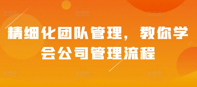 精细化团队管理，教你学会公司管理流程-资源云