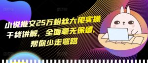 小说推文25万粉丝大佬实操干货讲解,全面毫无保留,帮你少走弯路-资源云