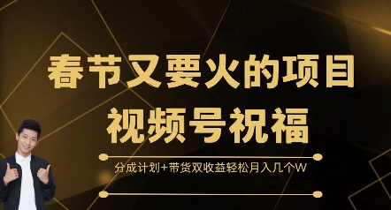 春节又要火的项目视频号祝福，分成计划+带货双收益，轻松月入几个W【揭秘】-资源云