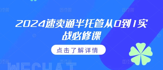 2024速卖通半托管从0到1实战必修课，掌握通投广告打法、熟悉速卖通半托管的政策细节-资源云