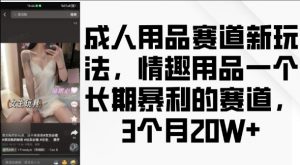 成人用品赛道新玩法,情趣用品一个长期暴利的赛道,3个月收益20个【揭秘】-资源云
