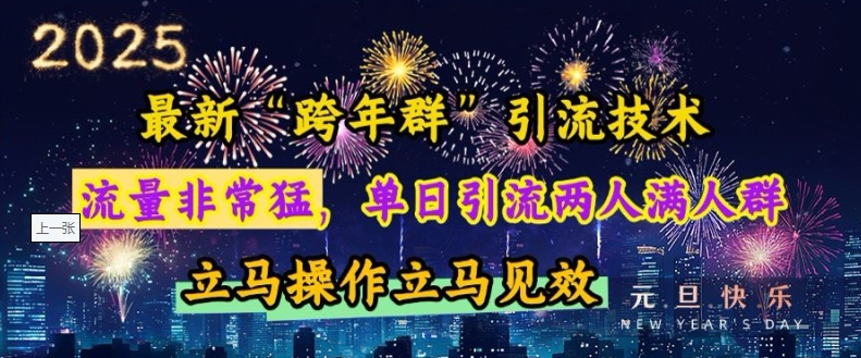 最新“跨年群”引流，流量非常猛，单日引流两人满人群，立马操作立马见效【揭秘】-资源云