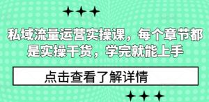 私域流量运营实操课,每个章节都是实操干货,学完就能上手-资源云