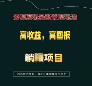 影视剪辑最新变现玩法，高收益，高回报，躺Z项目【揭秘】-资源云