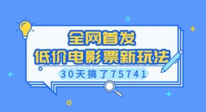 全网首发,低价电影票新玩法,已有人30天搞了75741【揭秘】-资源云