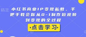 小红书商业IP变现私教,手把手教会你从0-1制作短视频到变现的全过程-资源云