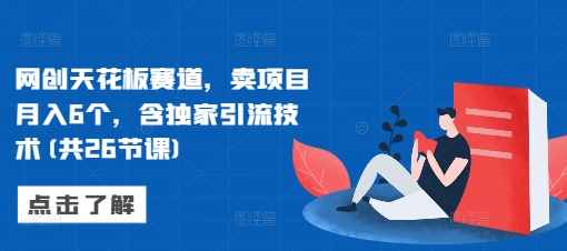 网创天花板赛道，卖项目月入6个，含独家引流技术(共26节课)-资源云