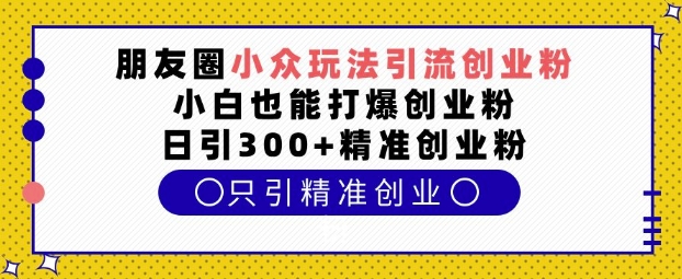朋友圈小众玩法引流创业粉，小白也能打爆创业粉，日引300+精准创业粉【揭秘】-资源云