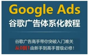 Google Ads谷歌广告体系化教程,谷歌广告高手带你突破入门难关,从0到1由新手到高手晋级必修-资源云