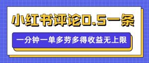 小红书留言评论,0.5元1条,一分钟一单,多劳多得,收益无上限-资源云