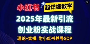 2025年最新小红书引流创业粉实战课程【超详细教学】小白轻松上手，月入1W+，附小红书养号SOP-资源云