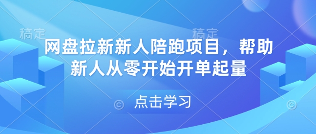网盘拉新新人陪跑项目，帮助新人从零开始开单起量-资源云