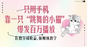 只用手机靠一只“跳舞的小猫”爆发百万播放,狂撸分成收益,保姆级教学-资源云