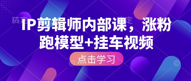 IP剪辑师内部课，涨粉跑模型+挂车视频-资源云