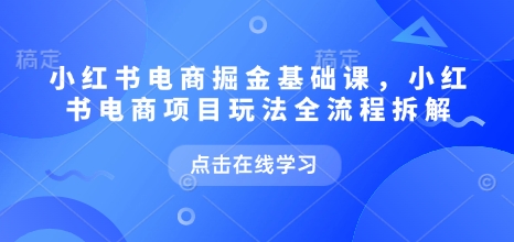 小红书电商掘金课，小红书电商项目玩法全流程拆解-资源云