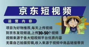 京东短视频带货课，无需自己拍摄剪辑，保姆式教学，两天快速上手-资源云