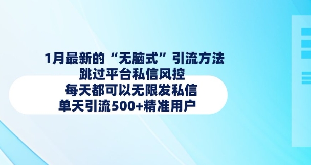 1月最新的无脑式引流方法，跳过平台私信风控，每天都可以无限发私信，单天引流500+精准用户-资源云