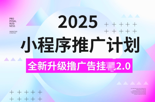 2025小程序推广计划，撸广告挂JI3.0玩法，日均5张【揭秘】-资源云
