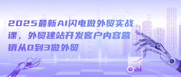 2025最新AI闪电做外贸实战课，外贸建站开发客户内容营销从0到3做外贸-资源云