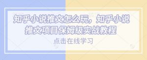 知乎小说推文怎么玩,知乎小说推文项目保姆级实战教程-资源云