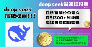 Deepseek做知识付费日洗百篇公众号文日引300+创业粉,卖课日四位数变现保姆级教程!-资源云
