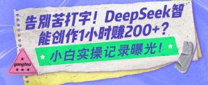 告别苦打字！DeepSeek智能创作1小时入2张？小白实操记录曝光-资源云