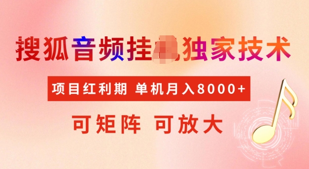 首发搜狐音频挂JI，项目红利期，可矩阵可放大，稳定月入5k【揭秘】-资源云