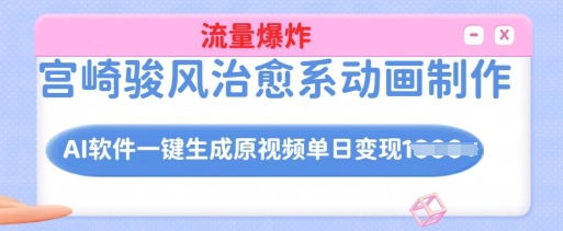 宫崎骏风治愈系动画制作，AI软件一键生成原创视频流量爆炸，单日变现多张，详细实操流程-资源云
