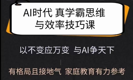 Ai时代真学霸思维与学习方法课，有格局且接地气，家庭教育有力参考-资源云