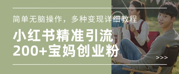 小红书混剪日引200+宝妈创业粉，简单无脑操作，多种变现详细教程-资源云