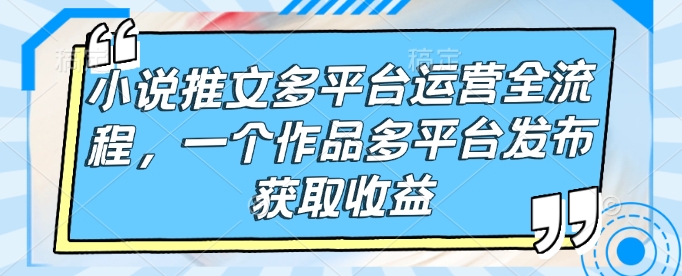 小说推文多平台运营全流程，一个作品多平台发布获取收益-资源云