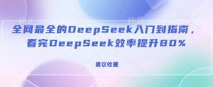 全网最全的DeepSeek入门到指南，看完DeepSeek效率提升80%(建议收藏)-资源云