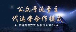 公众号流量主代运营  多种变现方式 轻松日入5张【揭秘】-资源云