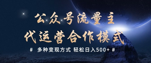 公众号流量主代运营  多种变现方式 轻松日入5张【揭秘】-资源云
