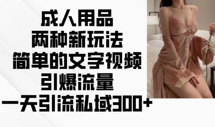 成人用品两种新玩法，简单的文字视频引爆流量，一天引流私域300+-资源云