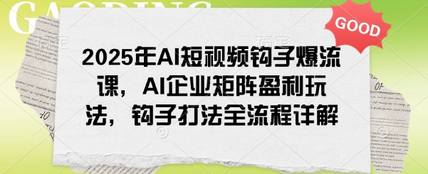 2025年AI短视频钩子爆流课，AI企业矩阵盈利玩法，钩子打法全流程详解-资源云