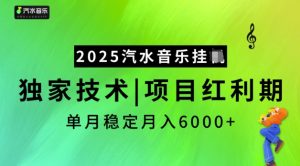 2025汽水音乐挂JI,独家技术,项目红利期,稳定月入5k【揭秘】-资源云