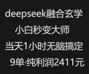 抖音小红书deepseek融合玄学,纯小白秒变大师,当天1小时无脑搞定9单,纯利润上千-资源云